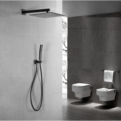 Nova - Set doccia completo di soffione quadrato 20x20 cm e set doccetta nero opaco KZ-1004-2 mumbai
