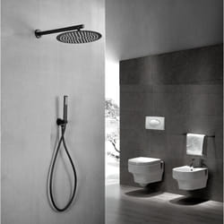 Set doccia completo di soffione tondo 30x30 cm e set doccetta nero opaco KZ-1005-2 PERU
