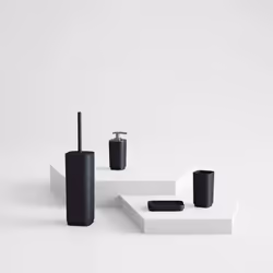 Set 4 pezzi SEVENTY Set completo 4 pezzi d'appoggio in plastica riciclata SE99 serie Gedy SEVENTY Nero Matt Per arredare un b ...