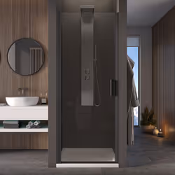 Nicchia battente 8mm NERO Box doccia nicchia porta battente altezza 200cm cristallo 8mm con profilo NERO OPACO - TEO A volte  ...