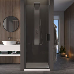 Nova - Box doccia nicchia 70 cm porta battente H200 cm cristallo 8mm profilo nero opaco teo