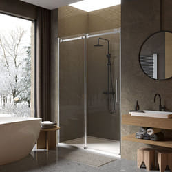 Nova - Box doccia nicchia 90 cm porta scorrevole H200 cm cristallo 8mm profilo satinato cara