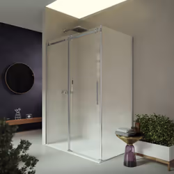 Box 2 lati SATINATO Box Doccia 2 lati h200cm da 8mm con profilo SATINATO: lato fisso + porta scorrevole laterale - ERIKA Il b ...
