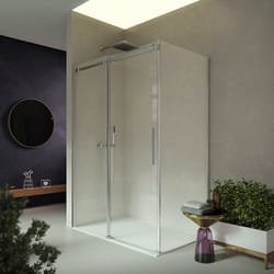 Box Doccia 2 lati 100x90 cm H200 cm da 8mm profilo SATINATO: lato fisso + porta scorrevole laterale ERIKA