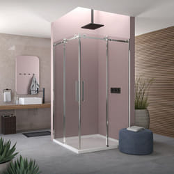 Box doccia angolare 70x70 cm scorrevole in cristallo temperato 8mm H200 cm profilo Cromato lapo