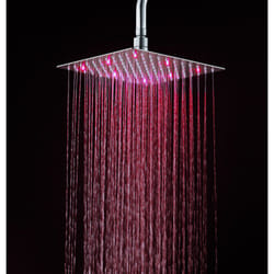 Soffione doccia ultraslim quadrato con led cromoterapia acciaio inox satinato 30x30 cm VEGAS