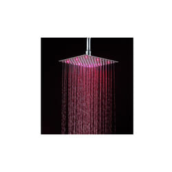 Nova - Soffione doccia ultraslim quadrato con led cromoterapia acciaio inox satinato 20x20 cm vegas