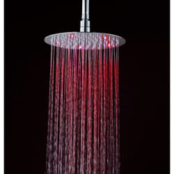 Nova - Soffione doccia ultraslim tondo con led cromoterapia acciaio inox satinato D20 cm vegas