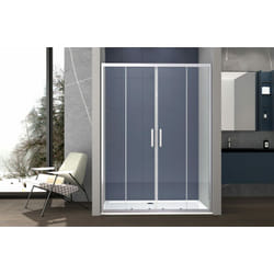 Box doccia a nicchia 170 cm porta scorrevole apertura centrale H195 cm lisa Cromato