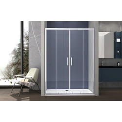 Box doccia a nicchia 130 cm porta scorrevole apertura centrale H195 cm lisa Cromato