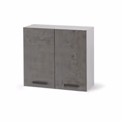 Pensile scolapiatti per cucina in legno nobilitato - Colore Grigio Cemento - 2 Ante All'interno due scolapiatti , con vaschet ...