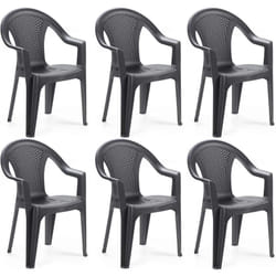 Set 6 Sedie Da Giardino Kora In Polipropilene Colore Antracite 55 X 54 X 82 Cm