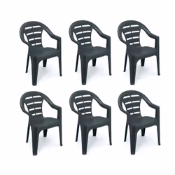 SET 6 SEDIE DA GIARDINO MOYO IN POLIPROPILENE COLORE ANTRACITE 54 X 56 X 81 CM Sedia da giardino confortevole. realizzata in  ...