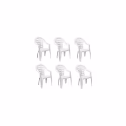 SET 6 SEDIE DA GIARDINO MOYO IN POLIPROPILENE COLORE BIANCO 54 X 56 X 81 CM Sedia da giardino confortevole. realizzata in pol ...