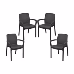SET 4 PZ POLTRONA REGINA DA ESTERNO IN RESINA IN COLORE ANTRACITE La Poltrona Regina Antracite è la scelta ideale per un comf ...