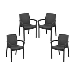Set 4 pz poltrona regina da esterno in resina in colore antracite