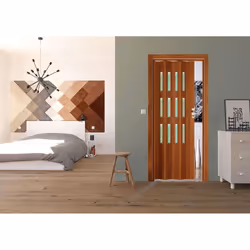 Porta a Soffietto da Interno 88,5x214 cm in PVC con Vetro Florance Ciliegio - Vista aggiuntiva 2