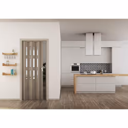 Porta a Soffietto da Interno 88,5x214 cm in PVC con Vetro Florance Rovere Tortora - Vista aggiuntiva 2