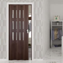 Porta a Soffietto da Interno 88,5x214 cm in PVC con Vetro Florance Noce Mansonia