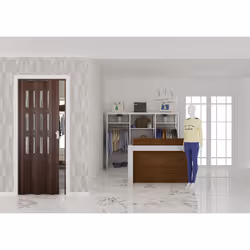 Porta a Soffietto da Interno 88,5x214 cm in PVC con Vetro Florance Noce Mansonia - Vista aggiuntiva 2