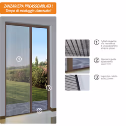 Zanzariera a Scorrimento 150x240 cm per Porta e Balcone Masi Plixè Marrone - Vista aggiuntiva 3