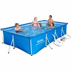 Piscina Fuori Terra Piscina Fuori Terra Rettangolare 400x211x81cm Bestway Family Splash Frame 56424 Telaio in metallo trattat ...