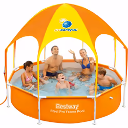 Piscina Fuori Terra Piscina Fuori Terra Rotonda con Copertura e Doccetta Ø244x51cm Bestway Splash In Shade 56432 Splash in Sh ...