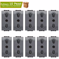 Multipack 10 Prese Living International Bipasso Bivalente L4180 2P+T 10/16A 250 Volt Ean: 7438636351358