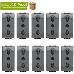 Multipack 10 prese living international bipasso bivalente l4180 2p+t 10/16a 250 volt