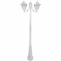 Paletto Paletto da Esterno Lampione H200 cm con 2 Luci Bauer New York Bianco Corpo in alluminio pressofuso verniciato con pol ...