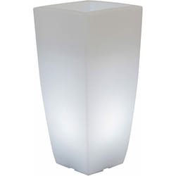 Vaso Luminoso Quadrato 40x40x90 cm in Resina Bauer Bianco Ghiaccio