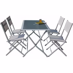 Set da Giardino Set Tavolo e 4 Sedie Pieghevoli da Giardino in Acciaio Bauer Astro Bianco Set composto da: 1 Tavolo e 4 Sedie ...