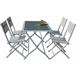 Set Tavolo e 4 Sedie Pieghevoli da Giardino in Acciaio Bauer Astro Bianco