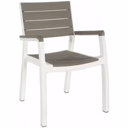 Sedia Sedia da Giardino con Braccioli in Resina Bauer Harmony Bianco e Tortora Materiale: Resina antiurto effetto polirattan ...
