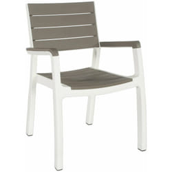 Sedia da Giardino con Braccioli in Resina Bauer Harmony Bianco e Tortora