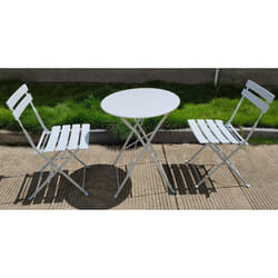 Set Tavolino e 2 Sedie Pieghevoli da Giardino in Acciaio Bauer Giotto Bianco