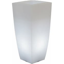 Vaso Luminoso Quadrato 33x33x70 cm Bauer Home Light Ghiaccio e Bianco