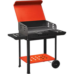 Bauer - Barbecue a Carbone Carbonella in Acciaio con Ruote Vanessa Rosso e Nero