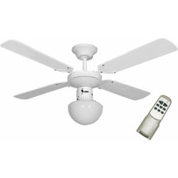 Bauer - Ventilatore da Soffitto 4 Pale e Lampada Ø105 cm 3 Velocità 2000 Bianco