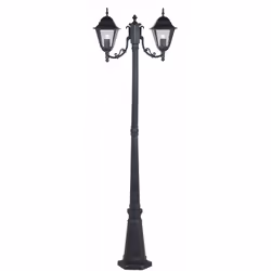 Lampione Lampione 2 Luci da Giardino H200cm in Alluminio Bauer Grigio Lampione a 2 luci in alluminio pressofuso verniciato co ...