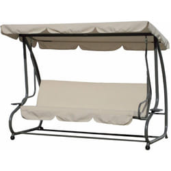 Bauer - Dondolo Sofà Letto da Giardino 3 Posti in Acciaio Beige