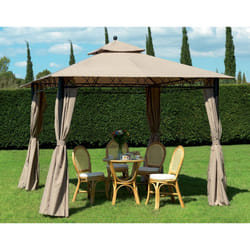 Gazebo da Giardino in Acciaio 3x3m Teli in Poliestere Bauer Beige
