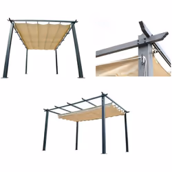 Gazebo Gazebo a Pergola da Giardino in Alluminio 3x4 mt con Telo Retrattile Bauer Panna Gazebo a pergola da giardino con stru ...