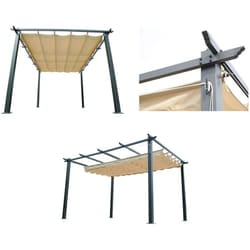 Gazebo a Pergola da Giardino in Alluminio 3x4 mt Telo Retrattile Bauer Panna