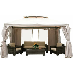 Bauer - Gazebo da Giardino 3x4 mt in Alluminio con Zanzariera Ecrù