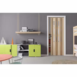Porta a Soffietto da Interno 88,5x214 cm in PVC con Vetro Satinato Florance Cedro - Vista aggiuntiva 2