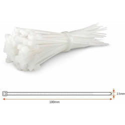 Oxford - 200 Fascette Elettricista Di Cablaggio Fascetta 2.5 x 100 Mm In Nylon Bianco