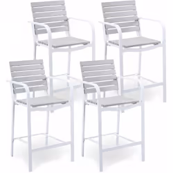 Sgabelli Set 4 Sgabelli da Bar 55,5x54,5x107 cm in Alluminio Kraus Modigliani Bianco e Grigio Questo set dal design estremame ...