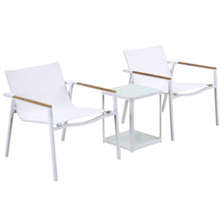 Set Tavolino e 2 Sedie da Giardino in Alluminio Kraus Raffaello Bianco