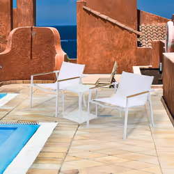 Set Tavolino e 2 Sedie da Giardino in Alluminio Kraus Raffaello Bianco - Vista aggiuntiva 4
